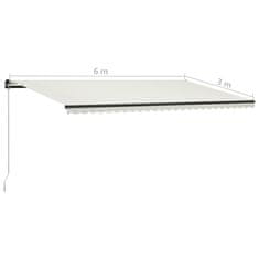 Vidaxl krémszínű kézzel kihúzható LED-es napellenző 600 x 300 cm 3055234