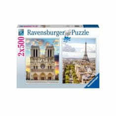 NEW Sestavljanka Puzzle Ravensburger Paris & Notre Dame 2 x 500 Kosi