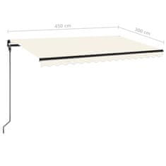 Vidaxl krémszínű kézzel kihúzható LED-es napellenző 450 x 300 cm 3069122