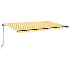 Vidaxl sárga és fehér kézzel kihúzható LED-es napellenző 500x300 cm 3069143