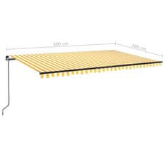 Vidaxl sárga és fehér kézzel kihúzható LED-es napellenző 500x300 cm 3069143