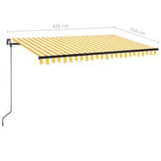 Vidaxl sárga és fehér kézzel kihúzható napellenző 450 x 350 cm 3069198