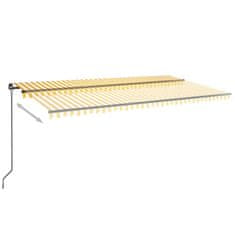 Vidaxl sárga és fehér kézzel kihúzható LED-es napellenző 600 x 350 cm 3069243