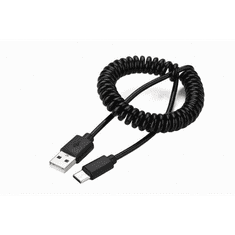 Gembird USB2C USB-A apa - USB-C apa Spirál 2.0 Adat és töltő kábel - Fekete (0.6m) (CC-USB2C-AMCM-0.6M)