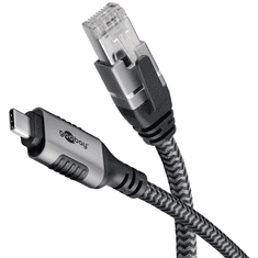 Goobay 70696 USB Type-C apa - RJ45 apa Adatkábel - Fekete/Szürke (1m) (70696)