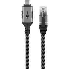 Goobay 70697 USB Type-C apa - RJ45 apa Adatkábel - Fekete/Szürke (1.5m) (70697)