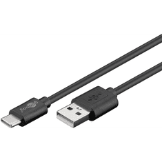 Goobay 55468 USB-A apa - USB-C apa 2.0 Adat és töltőkábel - Fekete (1.8m) (55468)