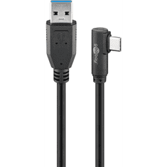 Goobay 66501 USB-A apa - USB-C 90° apa 3.0 Adat és töltő kábel - Fekete (1m) (66501)