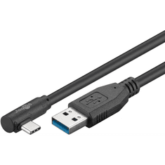 Goobay 66504 USB-A apa - USB-C 90° apa 3.0 Adat és töltő kábel - Fekete (3m) (66504)