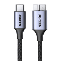 Ugreen US565 USB-C apa - Micro USB Super Speed apa 3.0 Adat és töltőkábel - Fekete (2m) (15233)