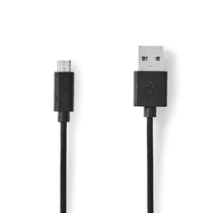 Nedis USB-A apa - MicroUSB-B apa 2.0 Adat és töltő kábel - Fekete (2m) (CCGL60500BK20)