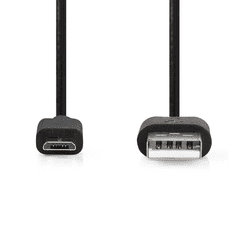 Nedis USB-A apa - MicroUSB-B apa 2.0 Adat és töltő kábel - Fekete (2m) (CCGL60500BK20)