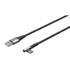 Goobay USB-C apa - USB-A apa 90 fokos Adat és töltő kábel - Szürke (2m) (64657)