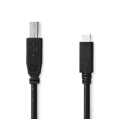 Nedis USB-C 2.0 apa - USB-B 2.0 apa kábel - Fekete (1m) (CCGL60650BK10)