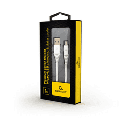 Gembird Premium USB apa - MicroUSB apa Adat- és töltőkábel 1m - Ezüst/Fehér (CC-USB2B-AMMBM-1M-BW2)