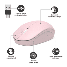Port Designs Wireless Collection II Wireless Egér - Rózsaszín (900541)