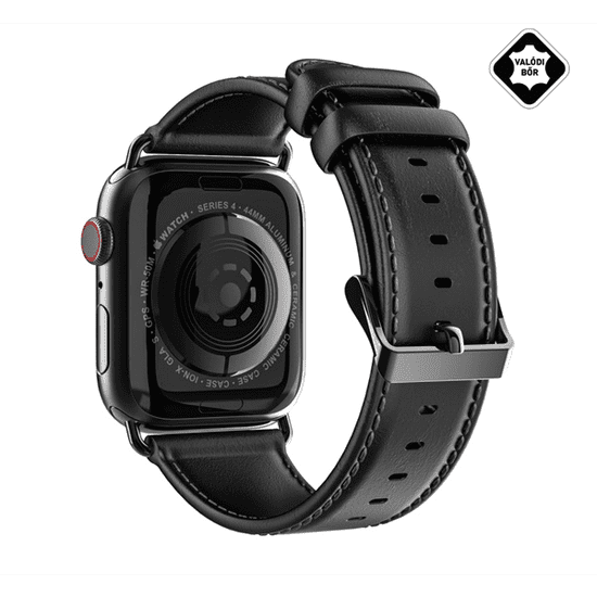 Dux Ducis Apple Watch S1/2/3/4/5 Bőr pótszíj 38/40mm - Fekete (GP-86924)