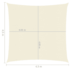 Vidaxl krémszínű HDPE napvitorla 160 g/m² 4,5 x 4,5 m (311167)