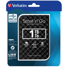 Verbatim 1.0TB Store n Go USB 3.0 Külső HDD + Tok - Fekete (53194+53245)