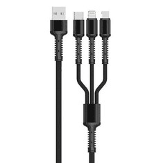 LDNIO LC93 3in1 USB - USB-C + Micro + Lightning kábel fekete (6933138640937) (LC93 micro + iphone)