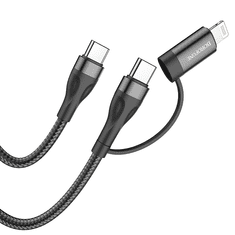 OEM Borofone BX61 2az 1ben - 2x USB-C / Lightning Töltő - Fekete (KABAV1150)