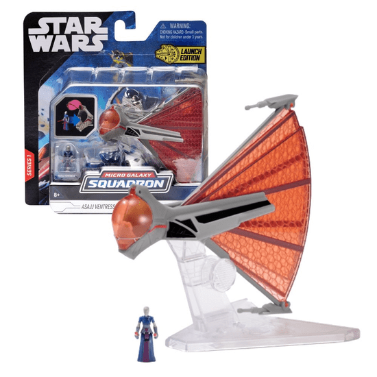 Jazwares Star Wars: Ginivex-osztályú vadászgép és Asajj Ventress figura (SWJ0005)