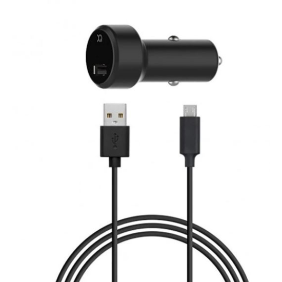 Xqisit autós töltő USB-A aljzat (5V/2.4A, gyorstöltő + microUSB kábel) fekete (31527) (31527)