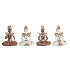 NEW DKD Lakberendezés Dekoratív figura 20,5 x 10,5 x 28,5 cm Barna Buddha Fehér Keleti (4 db)