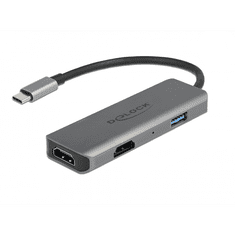 DELOCK 87780 USB-C - 2xHDMI/USB-A 4K dokkoló - Szürke (87780)