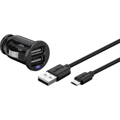 Goobay 71692 2x USB-A Autós töltő - Fekete (5V / 2.4A) (71692)
