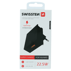 SWISSTEN Huawei SuperFastCharge USB-A Hálózati töltő - Fekete (22.5W) (22049700)