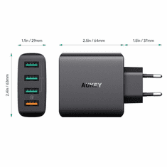 Aukey PA-T18 Hálózati 4xUSB gyorstöltő 42W Fekete (PA-T18)