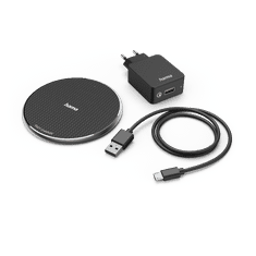 Hama QI-FC10 Okostelefon Fekete AC, USB Vezeték nélkül tölthető Gyorstöltés Beltéri (201688)