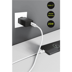 Goobay Hálózati USB-C Gyorstöltő - Fekete (25W) (57748)