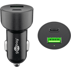 Goobay 39908 Autós USB-A / USB-C töltő - Fekete (48W) (39908)