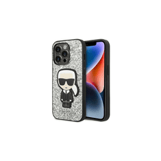 Karl Lagerfeld Glitter Flakes Ikonik Apple iPhone 14 Pro Szilikon Tok - Ezüst (KLHCP14LGFKPG)