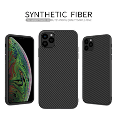 Nillkin Synthetic Fiber Protective Apple iPhone 11 Pro Hátlap Tok - Carbon fekete (6902048184497)