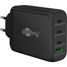 Goobay 65555 3x USB-C / USB-A Hálózati töltő - Fekete (100W) (65555)