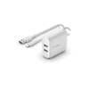 Boost Charge Dual USB-A Hálózati töltő + USB-A apa - Lightning apa töltőkábel - Fehér (24W) (WCD001VF1MWH)