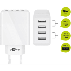 Goobay 44962 4x USB-A Hálózati töltő - Fehér (30W) (44962)