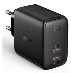 Aukey PA-B4S Omnia Duo 65W 2x USB-C Hálózati töltő - Fekete (5V / 3A) (PA-B4S)
