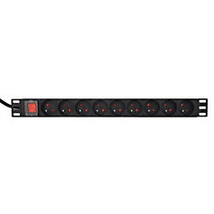 Gembird 250V EG-PDU-9F2F Rackbeépíthető elosztó 9 aljzatos 2m - Fekete (EG-PDU-9F2F)