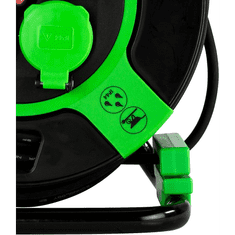 REV 0010217412 230V Kábeldob 4 aljzatos 40m - Fekete/Zöld (0010217412)