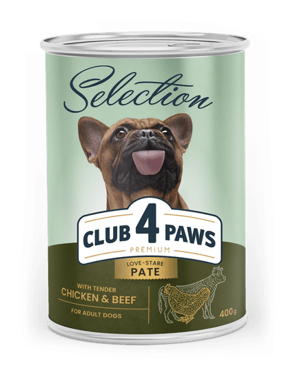 Club4Paws Premium Nedves kutyaeledel - Csirke és marhahús pástétom 8x400g