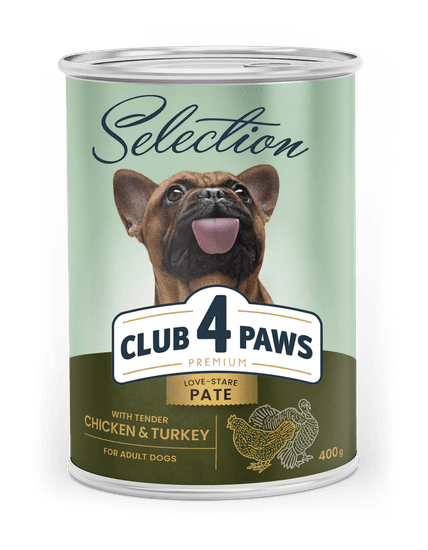 Club4Paws Premium  Nedves kutyaeledel - Csirke és pulykapástétom 8x400g