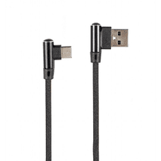 Gembird USB2J USB-A apa - USB-C apa 90° 2.0 Adat és töltő kábel - Fekete (1m) (CC-USB2J-AMLCML-1M)