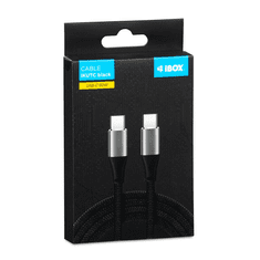 iBOX IKUTC1B USB-C apa - USB-C apa 2.0 Adat és töltőkábel - Fekete (1m) (IKUTC1B)