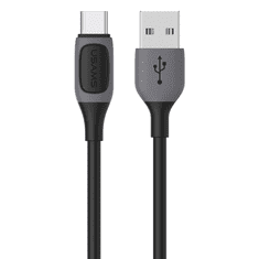 USAMS Jelly Series USB-A apa - USB-C apa 2.0 Adat és töltőkábel - Fekete (1m) (SJ596USB01)