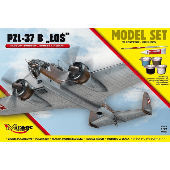 Mirage Hobby PZL-37B Los repülőgép műanyag modell (1:72) (872092)