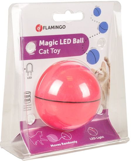 Flamingo Interaktív macska játék labda LED rózsaszín átmérővel 6cm